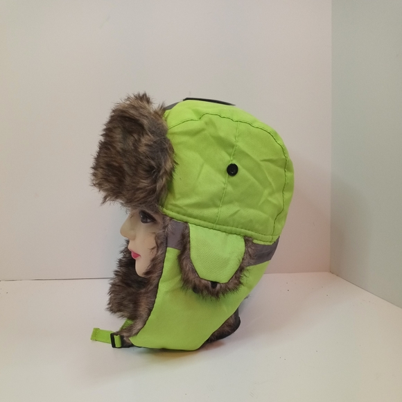 New Green Roadpro Canyon Outfitters Trooper Hat w/ Faux Fur Ear Flaps Chin Strap - Picture 2 of 5
